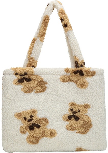 Moda Omuz Tote Taşınabilir Peluş Büyük Kapasiteli Kadın Günlük Çanta (Yurt Dışından)