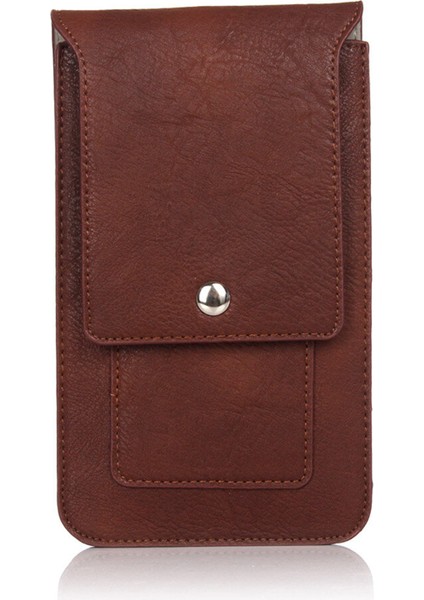 Evrensel Bel Çantası Durumda Retro Çevirme Çift Cüzdan Kılıfı Pu Deri Kılıf Telefon Kapak İçin (Yurt Dışından)