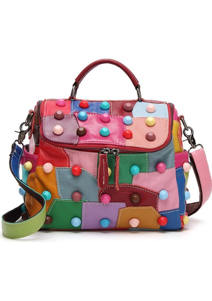 Orijinal Pu Deri Kadın Çanta Omuz Messenger Çanta Renkli Patchwork Çanta Çanta Plaj Yaz Kızlar Doğal Crossbody Yeni (Yurt Dışından)