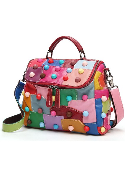 Orijinal Pu Deri Kadın Çanta Omuz Messenger Çanta Renkli Patchwork Çanta Çanta Plaj Yaz Kızlar Doğal Crossbody Yeni (Yurt Dışından) modelleri