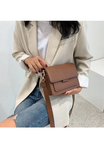 Moda Kadın Omuz Çantası Pu Deri Gençlik Bayanlar Küçük Kare Çanta Işık Vahşi Basit Kadın Günlük Messenger Çanta Su Geçirmez Mavi (Kahverengi) (Yurt Dışından) modelleri