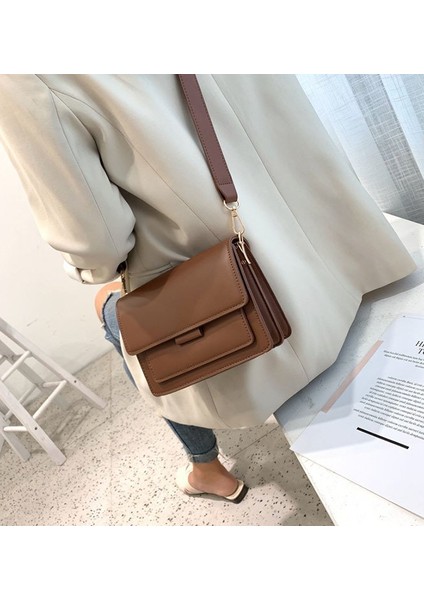 Moda Kadın Omuz Çantası Pu Deri Gençlik Bayanlar Küçük Kare Çanta Işık Vahşi Basit Kadın Günlük Messenger Çanta Su Geçirmez Mavi (Kahverengi) (Yurt Dışından) fırsatları