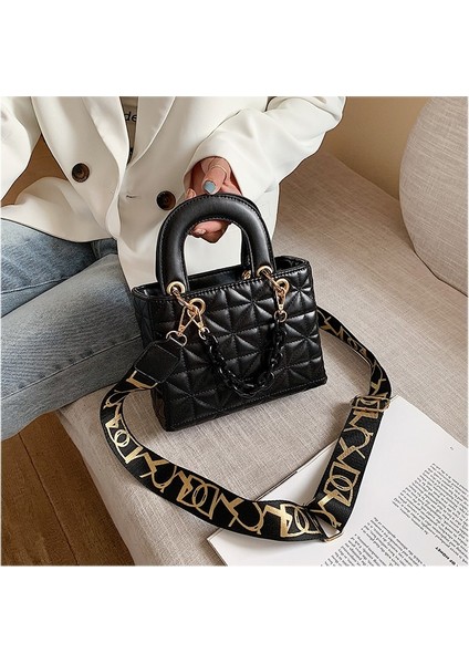 Küçük Siyah Lady Omuz Çantası Moda Çanta Çanta Messenger Çanta Bayan Çevirme Kapak Lady Messenger Çanta Bayan Omuz Çantası (20 x 16 x 9 cm.) (Yurt Dışından) modelleri