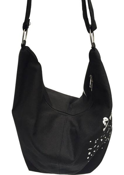 Siyah Omuz Çantası Bayanlar Düzensiz Tuval Messenger Çanta (22 x 23 x 30 cm.) (Yurt Dışından)