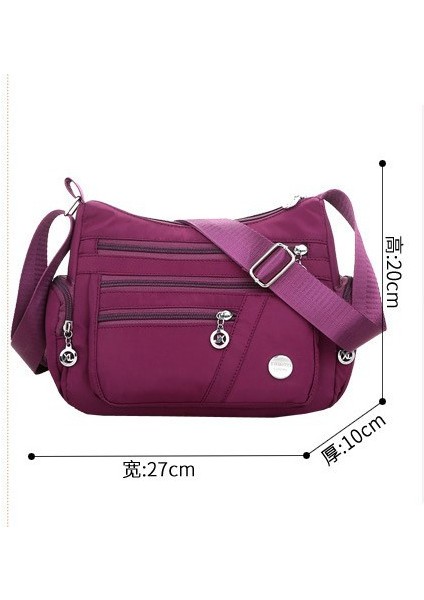 Moda Su Geçirmez Naylon Çanta Kadın Tek Omuz Çantası Crossbody Çanta Rahat Çanta Messenger Çanta (Mor) (Yurt Dışından)