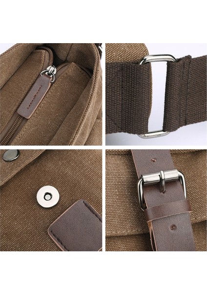 Erkekler İçin Pratik Iş Haberci Çanta Öğrenci Tuval Crossbody Omuz Paketi Retro Katı Rahat Ofis Seyahat Çantası (Kahve) (Yurt Dışından) fırsatları