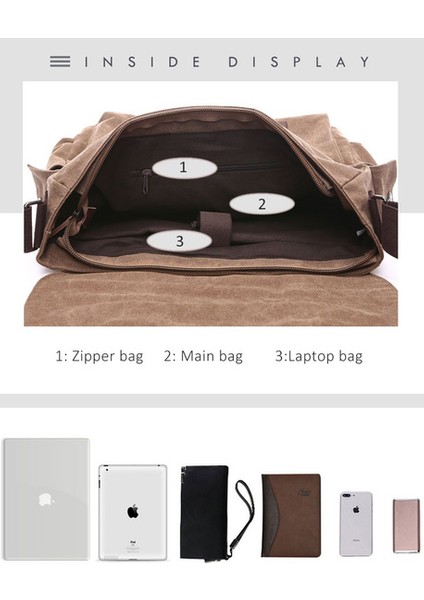 Erkekler İçin Pratik Iş Haberci Çanta Öğrenci Tuval Crossbody Omuz Paketi Retro Katı Rahat Ofis Seyahat Çantası (Kahve) (Yurt Dışından) indirimleri