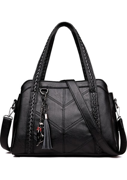 Lüks Çanta Kadın Çanta Tasarımcısı Crossbody Çanta Kadınlar İçin Yeni Çantalar ve Çanta Deri Tote Çanta Bolsa (Siyah) (Yurt Dışından)