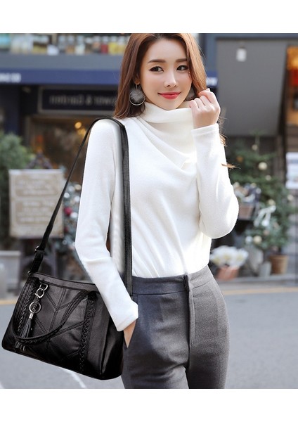 Lüks Çanta Kadın Çanta Tasarımcısı Crossbody Çanta Kadınlar İçin Yeni Çantalar ve Çanta Deri Tote Çanta Bolsa (Siyah) (Yurt Dışından) fırsatları