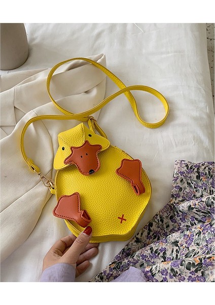 Sevimli Karikatür Ördek Rahat Pu Bayanlar Omuz Çantası Tote Crossbody Mini Messenger Çanta Flap Çanta Çanta (Sarı) (Yurt Dışından)