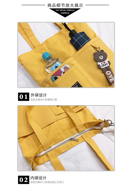 Katı Renk Kadın Çantası, Tuval Omuz Çantası, Moda Tuval Çantası, Öğrenci Büyük Kapasiteli El Messenger Çanta, (Yurt Dışından) modelleri