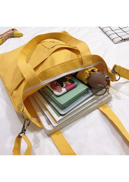 Katı Renk Kadın Çantası, Tuval Omuz Çantası, Moda Tuval Çantası, Öğrenci Büyük Kapasiteli El Messenger Çanta, (Yurt Dışından) fırsatları