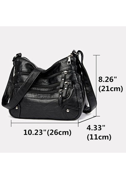 Yeni Bayanlar Çanta Yumuşak Su Geçirmez Çok Fermuar Kadın Deri Satchel Açık Seyahat Omuz Çantası Crossbody Rahat Messenger Çanta (Mor) (Yurt Dışından) modelleri