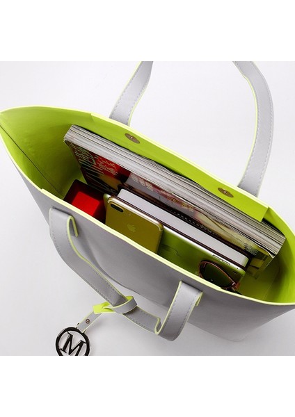 Basit Moda Eğilim Kadın Pu Çanta Tote Trendy Messenger Omuz Çantaları (Gri) (Yurt Dışından) fiyatları