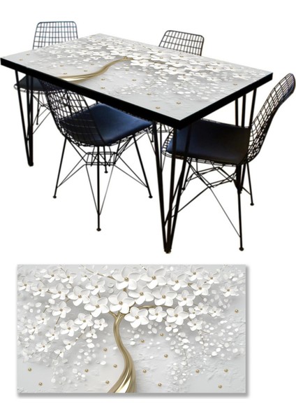 Masa Kaplama Folyosu Mobilya Masa Kaplama Folyoları 3D Beyaz Ağaç 3