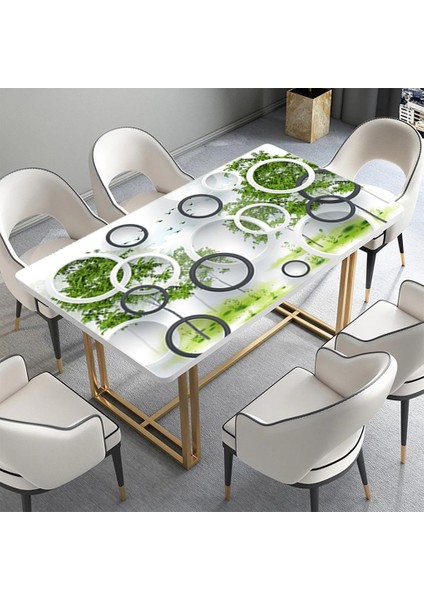 Masa Kaplama Folyosu Mobilya Masa Kaplama Folyoları Ağaç Beyaz Daireler