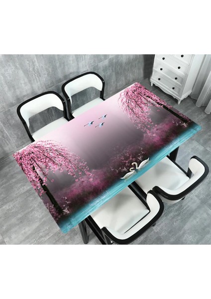 Masa Kaplama Folyosu Mobilya Masa Kaplama Folyoları 3D Kuğu Pembe Ağaç fiyatları