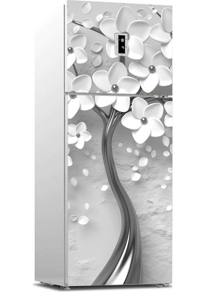 Buzdolabı Sticker Kaplama Dolap Kaplama Etiketi 3D Gri Ağaç