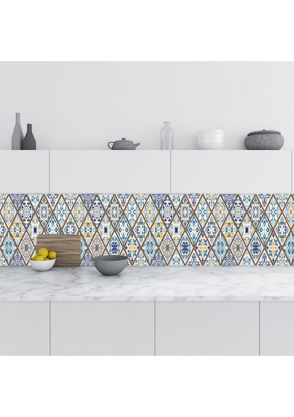 Mutfak Tezgah Arası Folyo Fayans Kaplama Folyosu Talevera Motif 60X300 cm