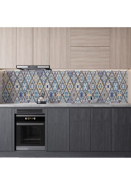 Mutfak Tezgah Arası Folyo Fayans Kaplama Folyosu Talevera Motif 60X300 cm modelleri