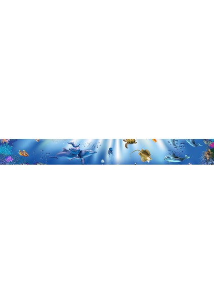 Mutfak Tezgah Arası Folyo Fayans Kaplama Folyosu 3D Akvaryum 60X500 cm fırsatları