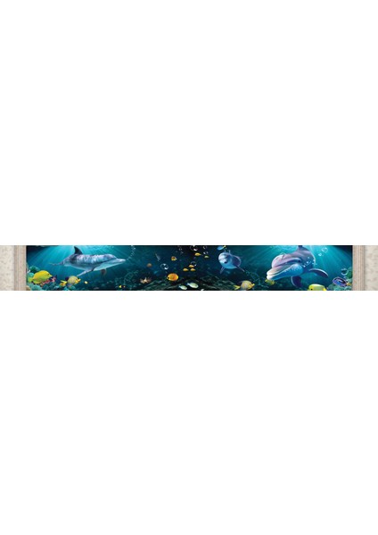 Mutfak Tezgah Arası Folyo Fayans Kaplama Folyosu 3D Sualtı Balıklar 60X400 cm