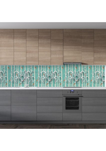 Mutfak Tezgah Arası Folyo Fayans Kaplama Folyosu Daireler Kuşlar 60X300 cm fiyatları