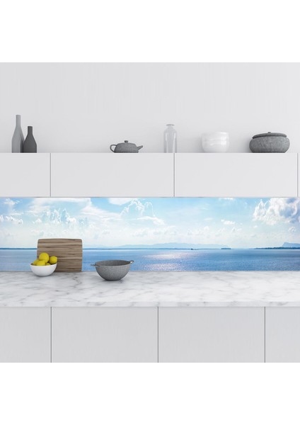 Mutfak Tezgah Arası Folyo Fayans Kaplama Folyosu Deniz Gökyüzü 60X300 cm