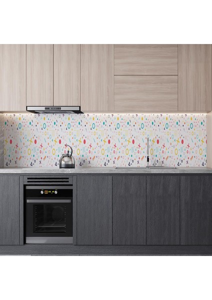 Mutfak Tezgah Arası Folyo Fayans Kaplama Folyosu Geometrik Şekiller 60X500 cm modelleri