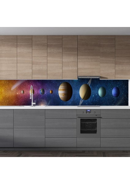 Mutfak Tezgah Arası Folyo Fayans Kaplama Folyosu Güneş ve Gezegenler 60X200 cm fiyatları