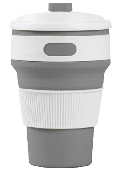 350ML Katlanır Taşınabilir Silikon Teleskopik Içme Kahve Kupası Gri (Yurt Dışından)