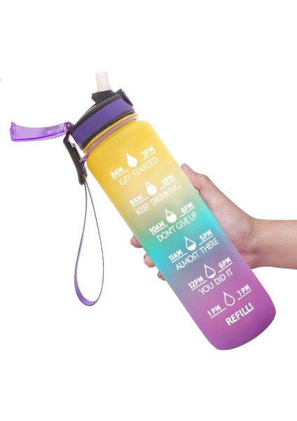 1l Gradyan Renkli Açık Hava Spor Su Isıtıcısı Sarı Blue Mor(Yurt Dışından)