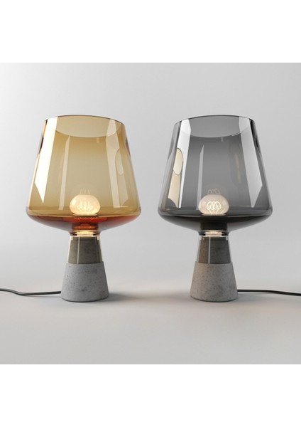 Modern Basit Kişilik Çimento Lambası, 220 V Dumanlı Gri Ev Oturma Odası Yatak Odası Kişilik Başucu Lambası Dekoratif Cam Masa Lambası Dumanlı, Amber (Yurt Dışından)