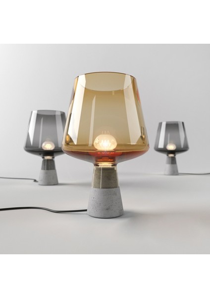 Modern Basit Kişilik Çimento Lambası, 220 V Dumanlı Gri Ev Oturma Odası Yatak Odası Kişilik Başucu Lambası Dekoratif Cam Masa Lambası Dumanlı, Amber (Yurt Dışından)