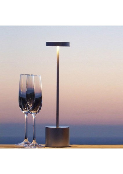 LED Bar Masa Lambaları Modern Restoran Yemeği Standı Işık Fikstür Şarj Edilebilir Taşınabilir Pil Masası Lamba Yemek Odası Ev Dekorasyonu (Siyah) (Yurt Dışından)
