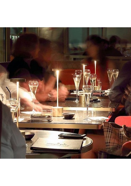 LED Bar Masa Lambaları Modern Restoran Yemeği Standı Işık Fikstür Şarj Edilebilir Taşınabilir Pil Masası Lamba Yemek Odası Ev Dekorasyonu (Siyah) (Yurt Dışından)
