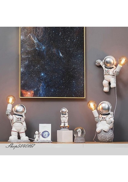 Modern Astronot Masa Lambası Art Deco Reçine Lamba Masa Yatak Odası Lamba Yaratıcı Oturma Odası Loft Dekorasyon Uzay Adam Masa Işık LED (Pil Altın) (Yurt Dışından)