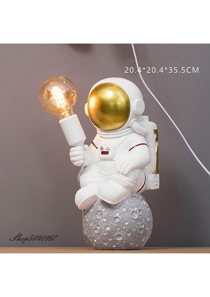 Modern Astronot Masa Lambası Art Deco Reçine Lamba Masa Yatak Odası Lamba Yaratıcı Oturma Odası Loft Dekorasyon Uzay Adam Masa Işık LED (Pil Altın) (Yurt Dışından)