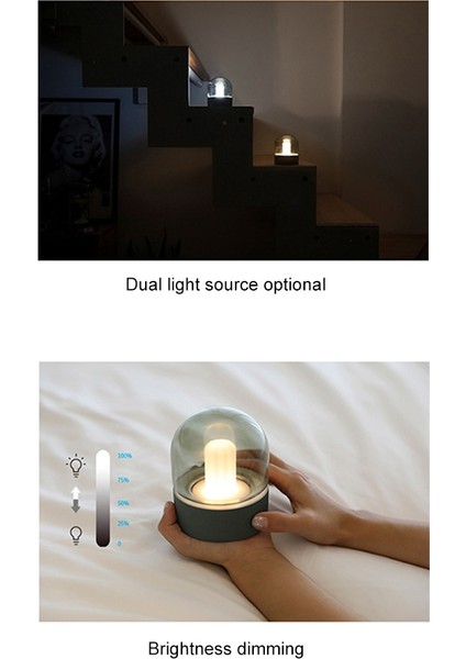Dim Bağbozumu Cam Gece Lambası USB Şarj Retro Masaüstü Ampul Atmosfer Masası Lamba Yatak Odası Dekorasyon Lambası Hediye LED Masa Lambaları (Yurt Dışından)