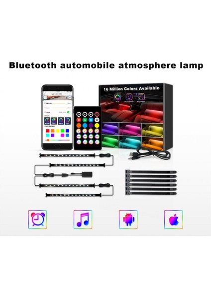 Bluetooth Atmosfer USB Işık Ayak Tek Atmosfer Işık Müzik Kader LED Işık Braketi Hoş Geldiniz Kontrol Uygulaması