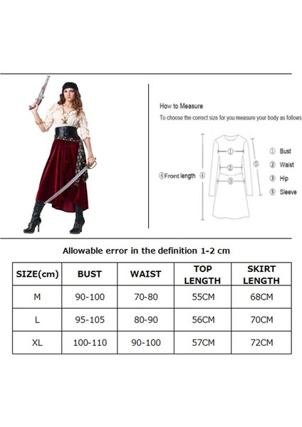 Lady Carnival Cadılar Bayramı Karayip Korsanlar Kostüm Üst Etek Elizabeth Kıyafet Cosplay Fantezi Parti Elbise | fırsatları