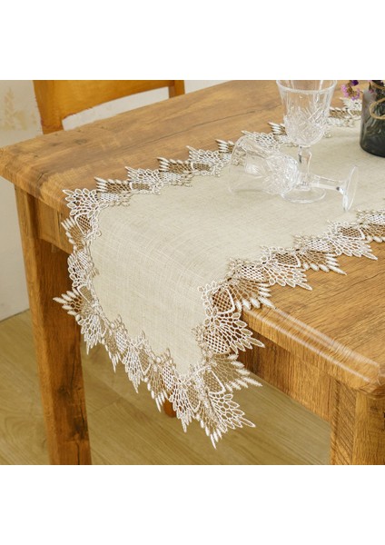 130 cm Doğal Masa Koşucu Modern Keten Masa Örtüsü Dantel Işlemeli Tv Kabine Toz Kapağı Ev Düğün Masa Dekorasyon Koşucu Masa | Masa Koşucuları (Milky) modelleri