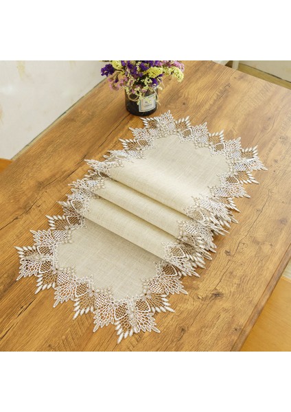 130 cm Doğal Masa Koşucu Modern Keten Masa Örtüsü Dantel Işlemeli Tv Kabine Toz Kapağı Ev Düğün Masa Dekorasyon Koşucu Masa | Masa Koşucuları (Milky) fırsatları