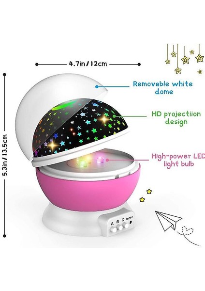 Yıldız Projektörü Gece Lambası, Eğlenceli Kapalı Oyuncaklar Gece Lambası (Pembe)