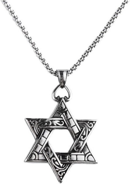 Trendy Retro Çift Taraflı Altı Sivri Yıldız Kolye Moda Vahşi Öğrenci Necklac Kişiselleştirilmiş Titanyum Çelik Erkekler Punk Accessori | Zincir Kolyeler