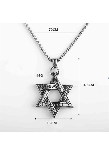 Trendy Retro Çift Taraflı Altı Sivri Yıldız Kolye Moda Vahşi Öğrenci Necklac Kişiselleştirilmiş Titanyum Çelik Erkekler Punk Accessori | Zincir Kolyeler