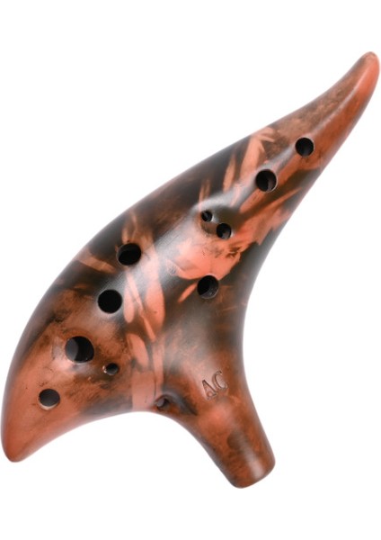 12 Delik Profesyonel Seramik Ocarina Alto C Ton Klasik Flüt Aletleri Koruma Çantası ile + Kordon Hediye | Ocarina (Turuncu)