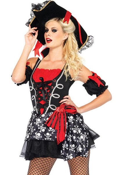 Cadılar Bayramı Lady Korsanlar Karayip Kostüm Sevimli Elizabeth Tül Tutu Kafatası Kemik Clubwear Cosplay Parti Fantezi Elbise | Film ve Amp;tv Kostümleri (Kırmızı) fiyatları