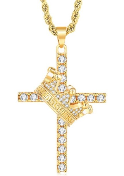 Altın Lüks Kolye Kübik Zirkonya Kolyeler ve erkekler Için Kolye Charm Takı Kristal Kolye | Kolye