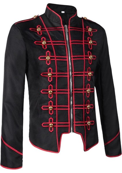 Ortaçağ Vintage Sarı Kırmızı Ceket Cadılar Bayramı Cosplay Noel Erkek Performans Kostüm Retro Gotik Steam Sahne Kostüm S 2xl | Tatil Kostümleri (Kırmızı)